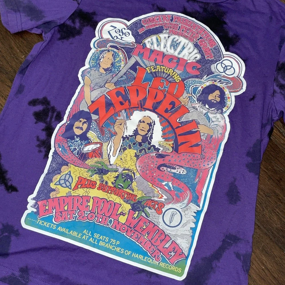Led Zeppelin Shirt Size Small Purple 100%‎ Cotton Official Electric Magic